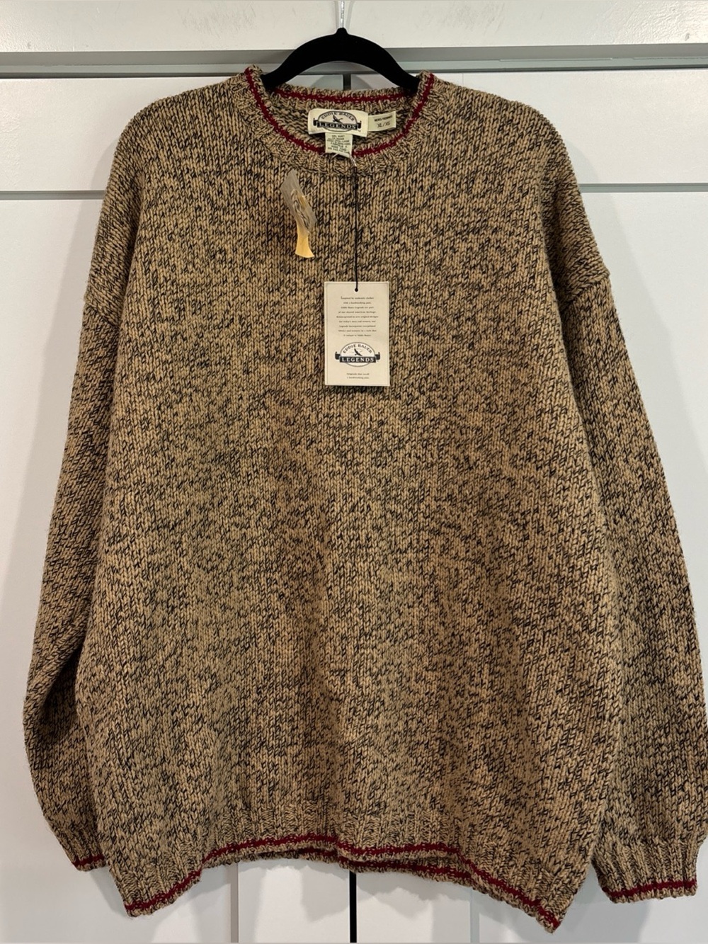 NWT Eddie Bauer Legends 100% Wool Crewneck Marl Sweater Chunky Knit Xlarge VTG